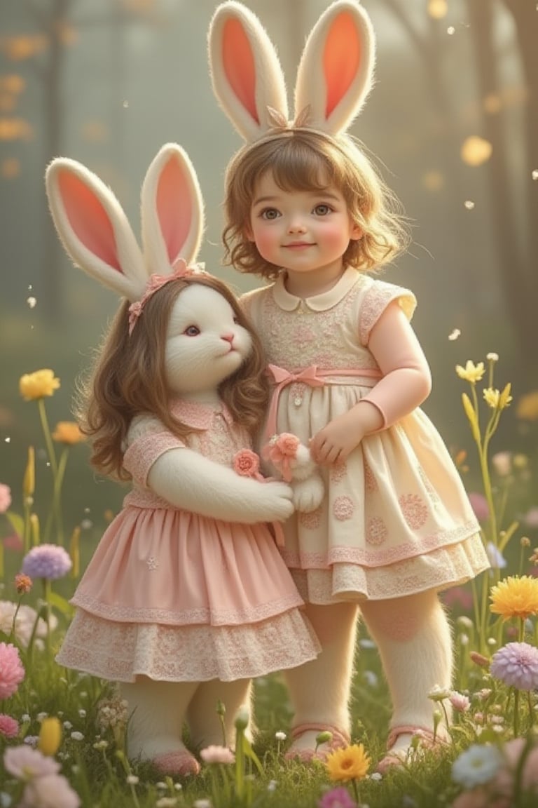 a little girl and rabbit,Gdoll