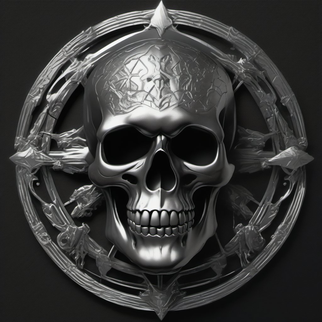 silver and black skull logo to create a well detailed style necromancer by grodek89 on Tensor.Art