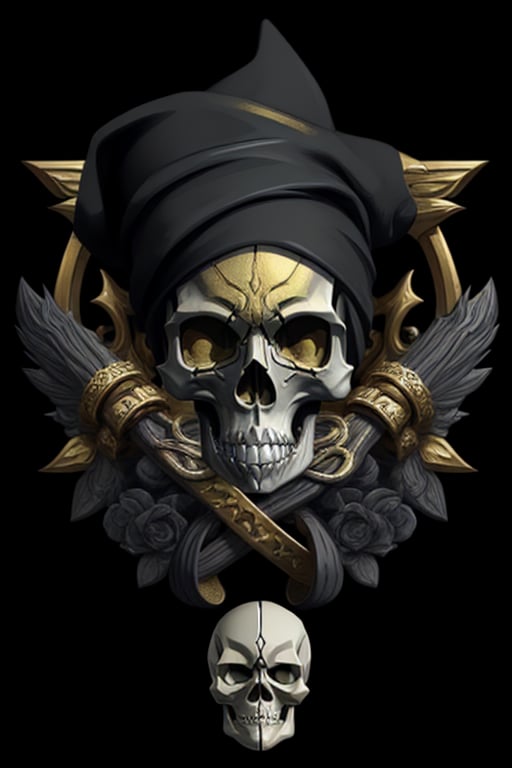 black and gold skull logo to create a well detailed style necromancer by grodek89 on Tensor.Art