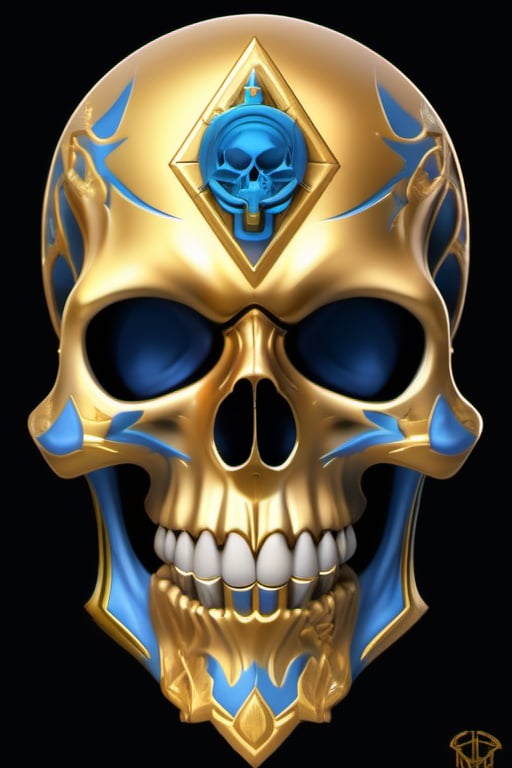 gold and blue skull logo to create a well detailed style necromancer by grodek89 on Tensor.Art