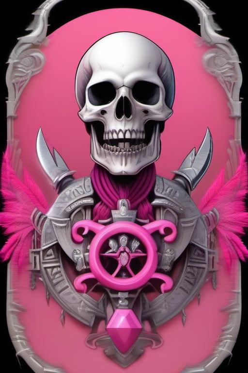 silver and pink skull logo to create a well detailed style necromancer by grodek89 on Tensor.Art