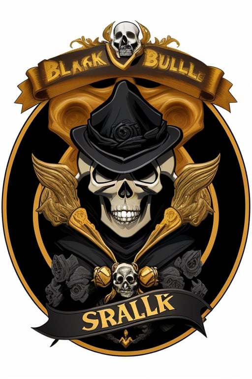 black and gold skull logo to create a well detailed style necromancer by grodek89 on Tensor.Art