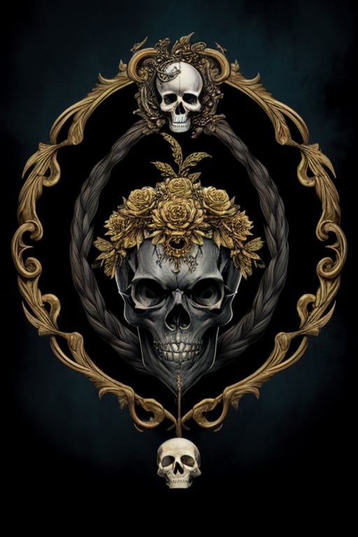 black and gold skull logo to create a well detailed style necromancer by grodek89 on Tensor.Art