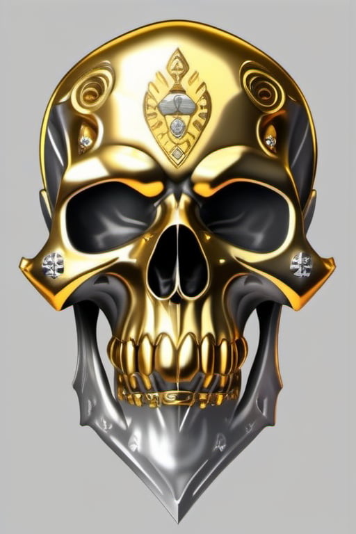 gold and silver skull logo to create a well detailed style necromancer by grodek89 on Tensor.Art