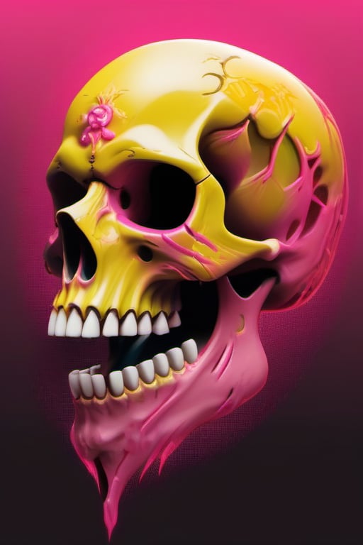 yellow and pink skull logo to create a well detailed style necromancer by grodek89 on Tensor.Art