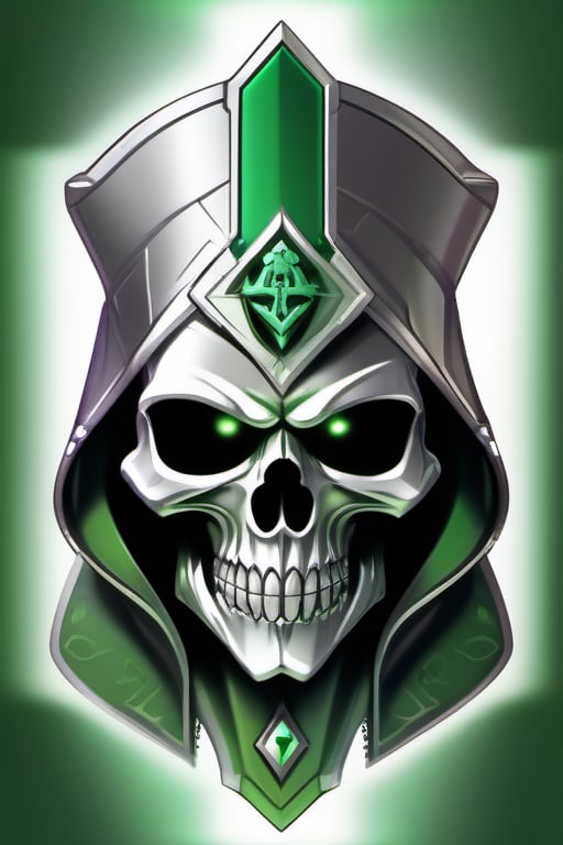 silver and green skull logo to create a well detailed style necromancer by grodek89 on Tensor.Art