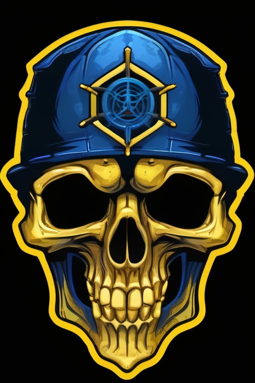 yellow and blue skull logo to create a well detailed style necromancer by grodek89 on Tensor.Art
