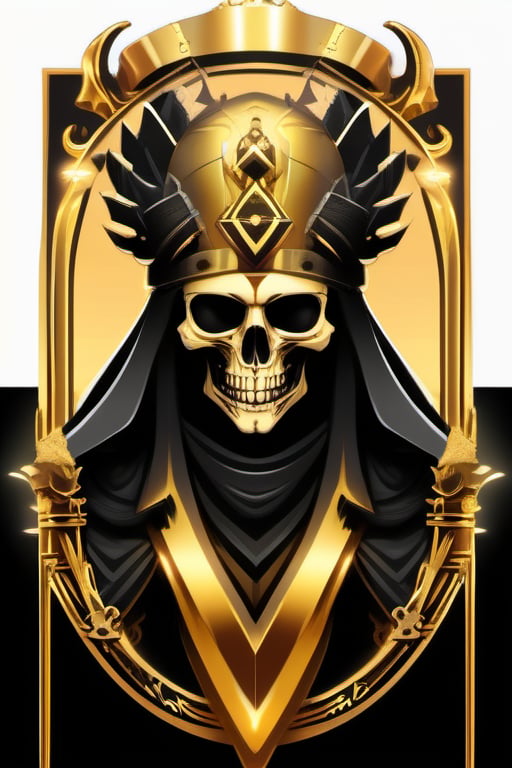 black and gold skull logo to create a well detailed style necromancer by grodek89 on Tensor.Art