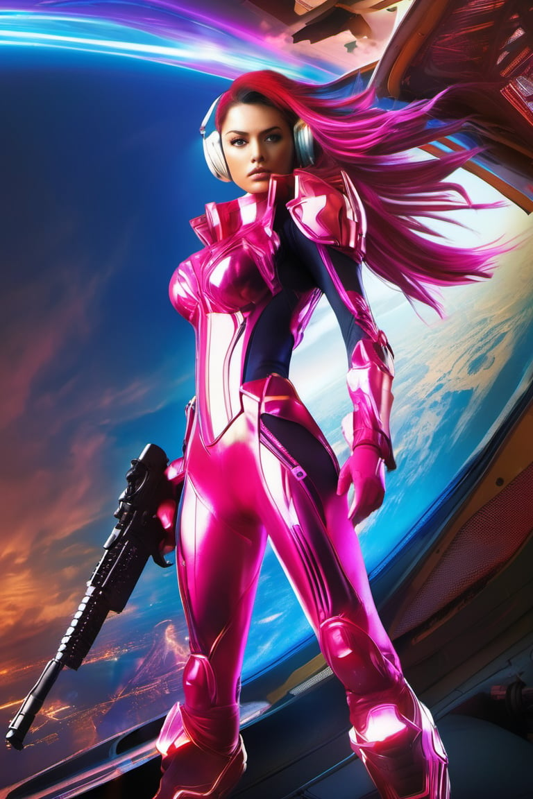 there is a full body special edition poster of a "Female aka Sonic Shredder(pink)(Women)""A speedster who utilized sonic technology for both offense and evasion --q 99" centred looking at viewer, game poster, official poster artwork, game promotional poster, official poster, full poster, military art, promotional poster art, beautiful cinematic poster, official print, videogames poster, craig mullins greg rutkowski, ( apocalyptic ) 8 k, craig mullins style, cinematic poster, apocalyptic 8k, apocalyptic 8k, 