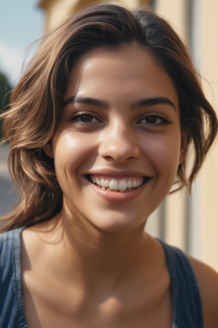 Portrait of a Mariana Neves, easy smile, Shot on Kodak Gold 200, Direct Sunlight,  photorealistic, high resolution, photo, photographic, hyper realistic, photorealistic, highly detailed