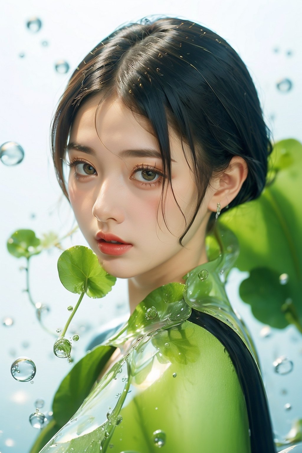 stars in the eyes,  upper_body,  There are many scattered luminous petals by JAY HUANG AIGC on Tensor.Art