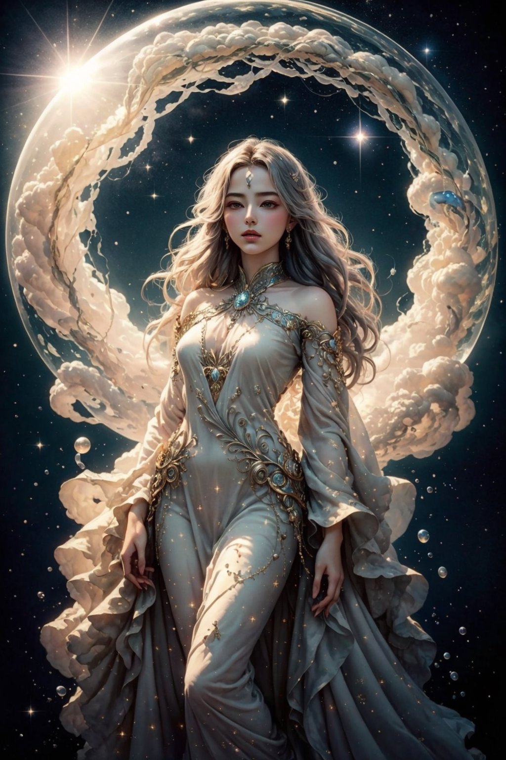 In a soft-focus background,  a mystical aura envelops the enigmatic subject in a beautiful girl minimalist artwork,  a sin...