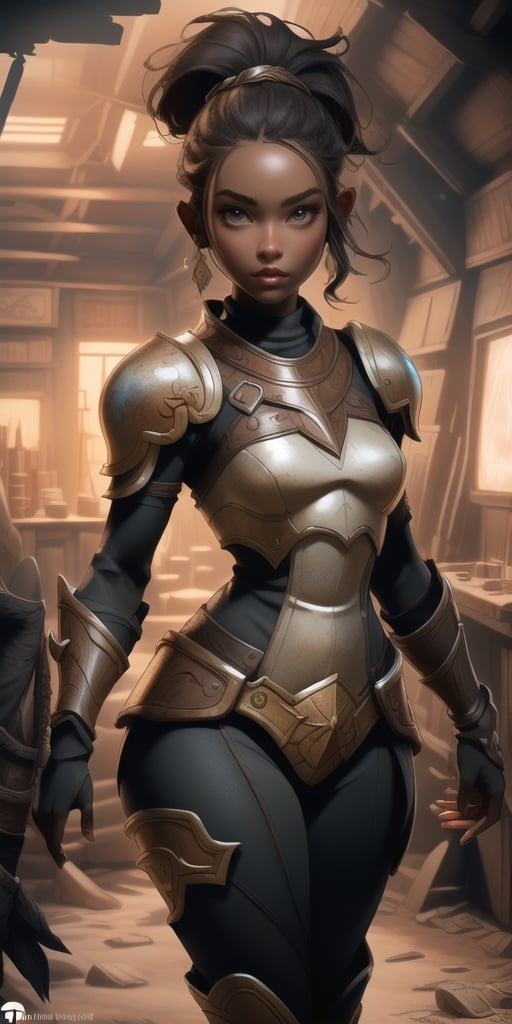 best quality, masterpiece, ultra detailed, symmetrical, proportional, 8k, (1 beautiful human female 25 years old, dovahkiin from TES skyrim game, dark skin, african, pretty face, slim body, detailed hands, thin body, waist, proportional body , small breasts), sexy armor,post-apocalyptic_play_zone