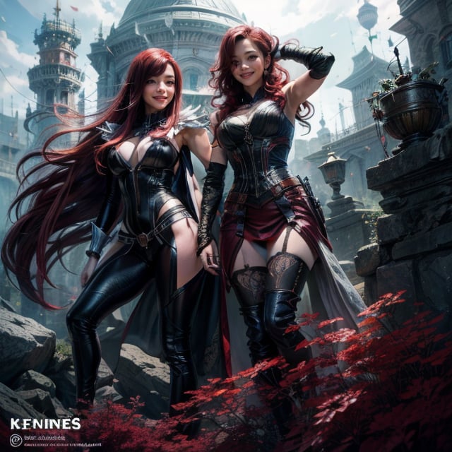 (erza) and (erza) in a middle of a fight, detailed face, red curly hair, detailed eyes, seductive eyes, red lipstick, insanely detailed and intricate, ultra-sharp and clear, volumetric lighting, ultra-high resolution, masterpiece hyper realistic artwork of Frank Bellamy, insanely detailed and intricate, centered, Professional Color Grading by Kenneth Hines Jr., trending on Artstation,fairy tail