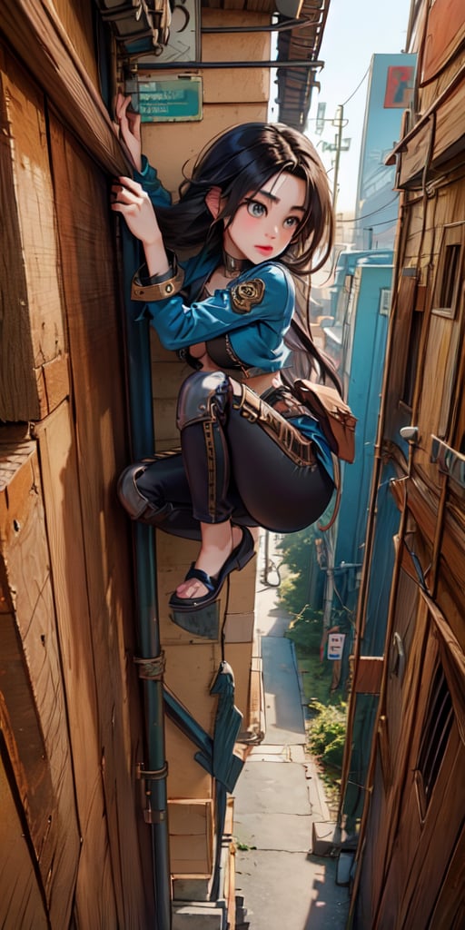 Girl, solo, An adventurous asian woman in a steampunk-style outfit,Parkour, Realistic,  (masterpiece 1.2), (ultra Max high quality 1.2), (high_resolution 4k), (high detailed face), high-res CG textures., medium_boobs, asian face, An adventurous asian woman in a steampunk-style outfit, parkour, exploring a mysterious steampunk city, surrounded by airships.queen , Detailedface,marika,defTifa,Detailedface,Kafka(hsr),hmmikasa