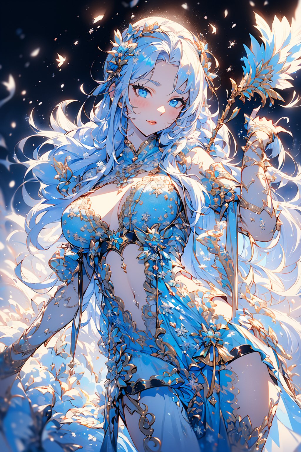 highres, ultra detailed, (1girl:1.4),photography, otherworldly hues, surreal landscapes, unseen, ((sexy pose)),(realistic braest, narrow waist), (suggestive look), light, ethereal glow, vibrant winter colors, ((revealing clothes, sexy clothes, low-cut dress)), showing off his powers, (detailedface, (gorgeous, sexy, look at the viewer), ((fantasy snow scene:1.4))