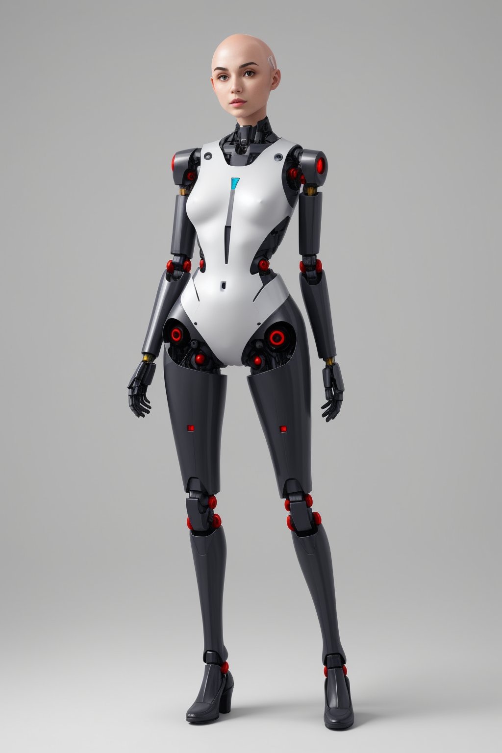 Robot girl human Bald hand full body