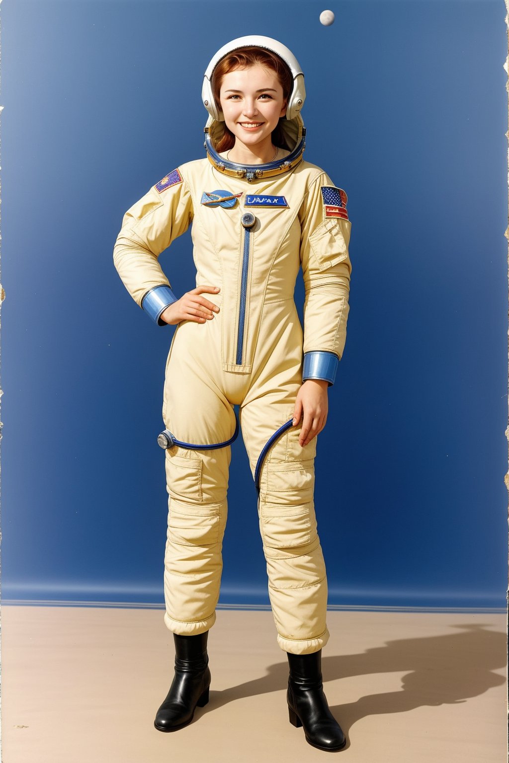 Soviet-era female astronauts ,smile full body  