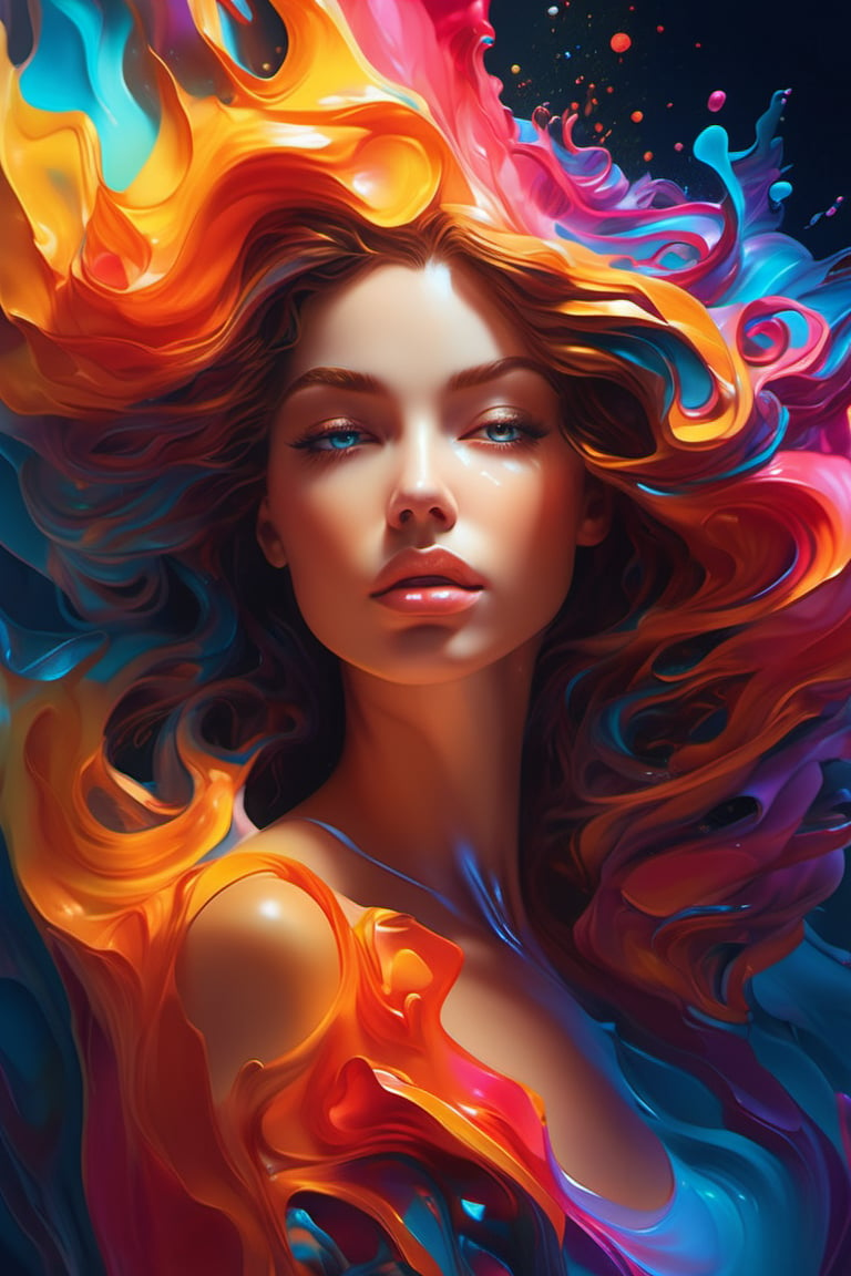 ultra detailed artistic abstract photography of liquid lust, detailed captivating eyes on molten statue, asymmetrical, gooey liquid hair, color exploding lips, highly refractive skin, Digital painting, colorful, volumetric lighting, 8k, by Cyril Rolando, by artgerm, Trending on Artstation, 16k resolution, 300 dpi, 600 dpi, 4k, Contest winner, High definition, detailed, realistic, 8k uhd, high quality,Leonardo Style