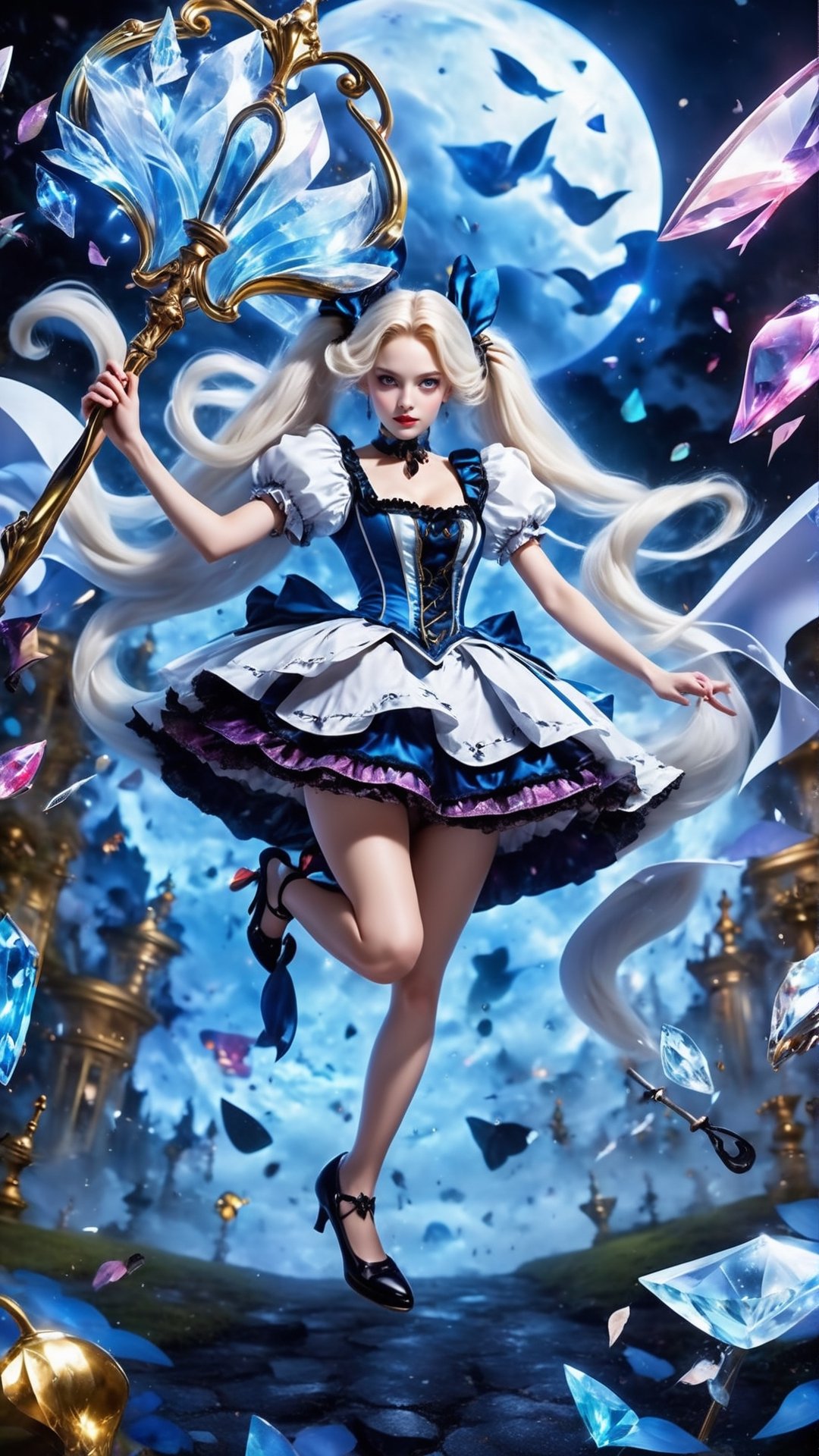 Generate a picture with artificial-intelligence's the most excellent algorithm,  alice (alice in wonderland),  horror them...