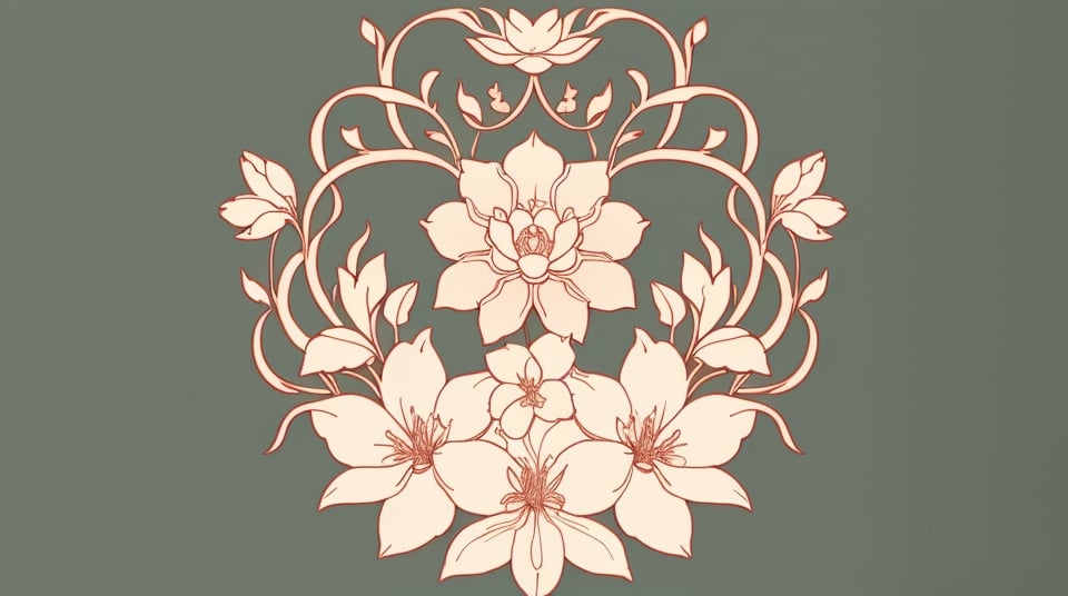 classic style wallpaper, god flower at one side