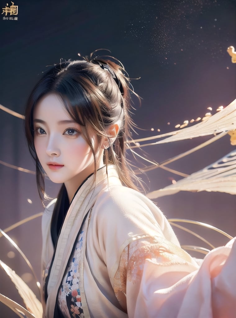 (masterpiece, top quality, best quality, official art, beautiful and aesthetic:1.2), (1girl), extreme detailed,(abstract, fractal art:1.3),highest detailed, detailed_eyes, light_particles, hanfu,jewelry, sexy,