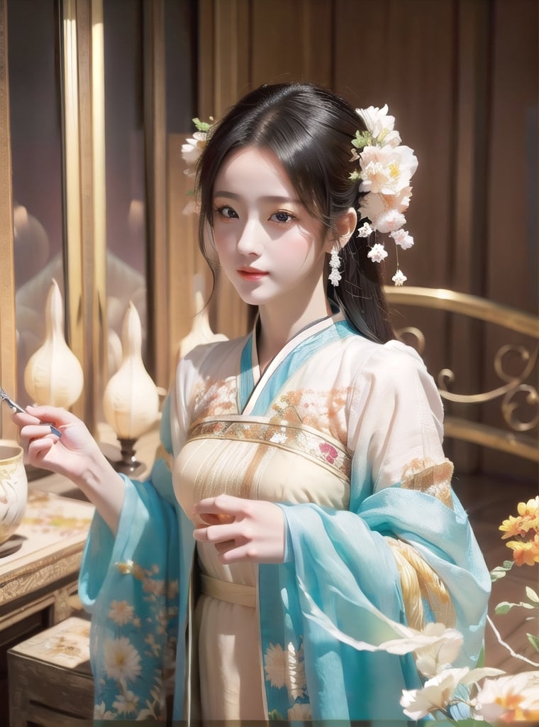 (masterpiece, top quality, best quality, official art, beautiful and aesthetic:1.2), (1girl), extreme detailed,(abstract, fractal art:1.3),highest detailed, detailed_eyes, light_particles, hanfu,jewelry, sexy,