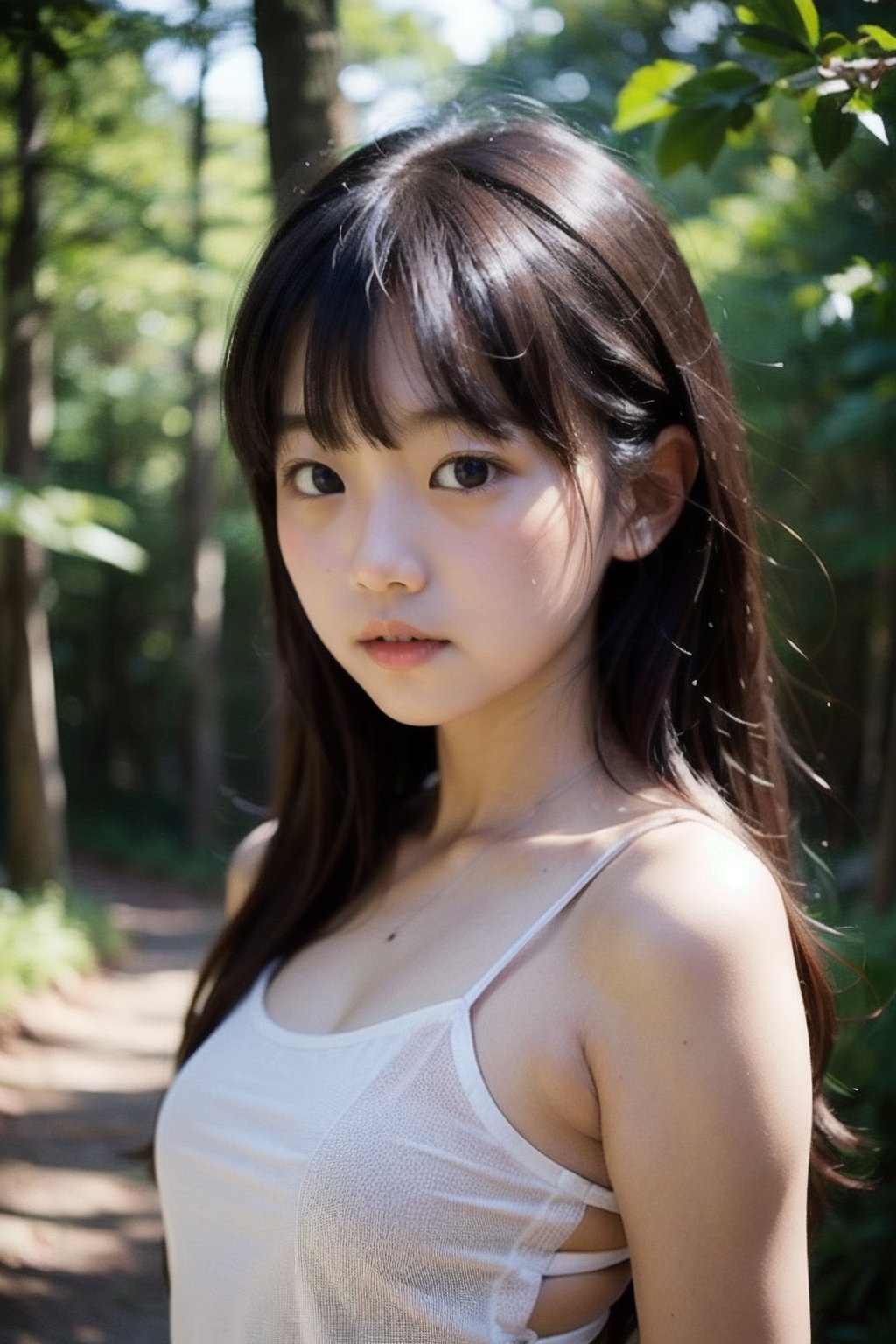 (((deep in the woods))),  (looking at the audience),  (((Only the face enters the camera))) by 萬仔1 on Tensor.Art