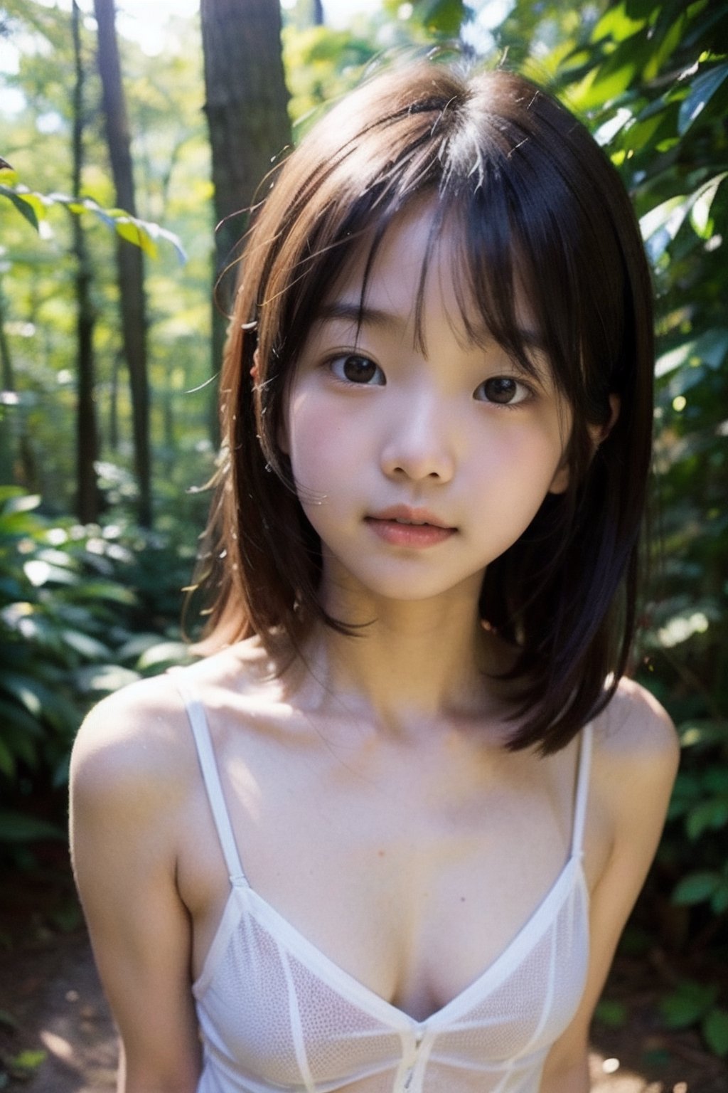 (((deep in the woods))),  (looking at the audience),  (((Only the face enters the camera))) by 萬仔1 on Tensor.Art