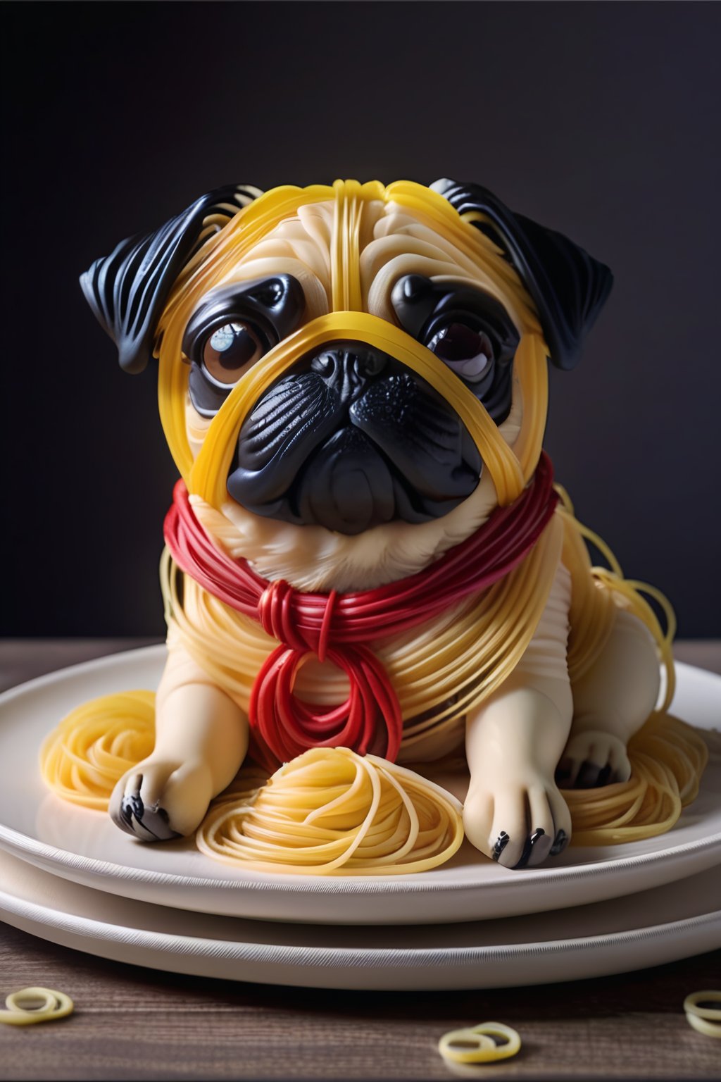 [[Dog made of spaghetti]] [[pug]]perfect composition, masterpiece, best quality,Leonardo Style