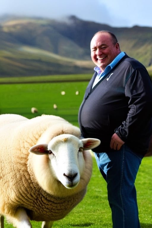 fat man and the sheep by SeurungDa on Tensor.Art