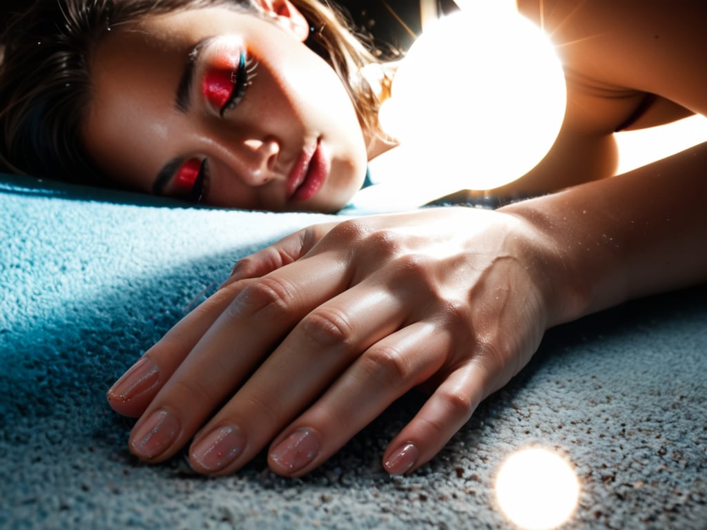 Realistic 16K resolution blue-red tone photography of 1 girl with wings  sleeping on ground. transparent background and no other objects present, scene is minimalistic, focused on the girl, full body,
break, 
1 girl, Exquisitely perfect symmetric very gorgeous face, Exquisite delicate crystal clear skin, Detailed beautiful delicate eyes, perfect slim body shape, slender and beautiful fingers, nice hands, perfect hands, illuminated by film grain, realistic style, realistic skin texture, dramatic lighting, soft lighting, exaggerated perspective of ((Wide-angle lens depth)),