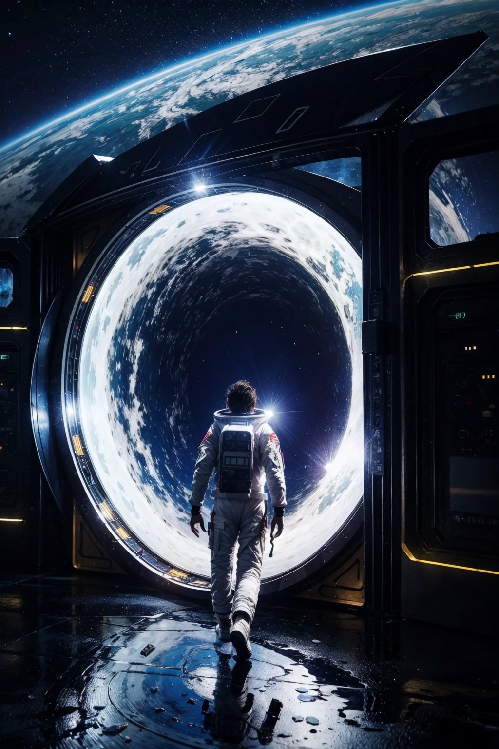 Astronaut walking on outspace planet ,  huge alien portal gate on sky,  astronaut sucking into portal by BBnBQ on Tensor.Art
