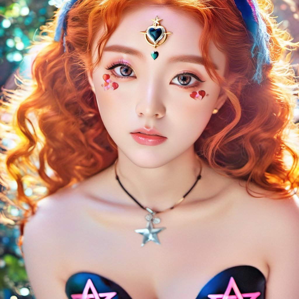 (Masterpiece, Best picture quality, Best animation), original character, girl, ginger hair,(Heart and pentagram | eyes, Glow :1.5), heart-shaped tits, heart-shaped panties, filthy expression, Spades 6 background, detail, detail, gorgeous, colorful,heart-shaped pupils:1.3