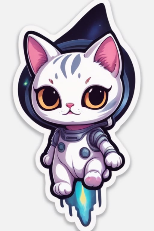 a sticker alien cat abduction transparet sticker