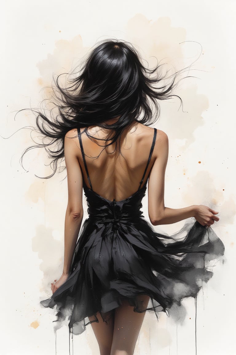 (sensual mood Soft Lighting image),  A captivating monochromatic watercolor full body shot,  from above by ForumObscura on...