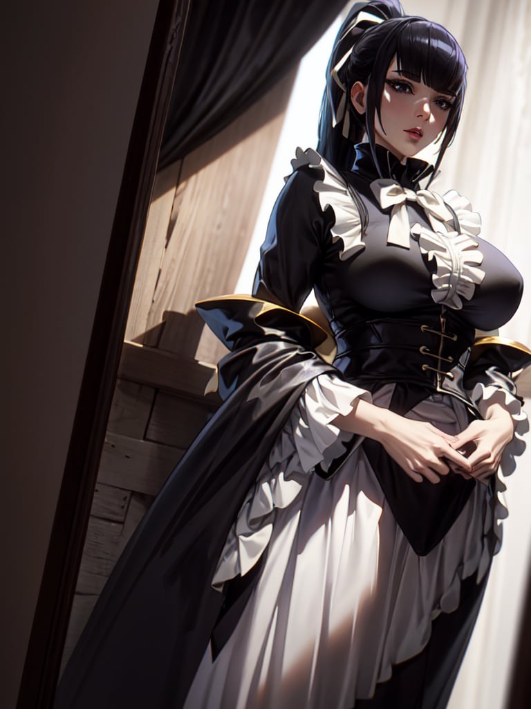 narberal gamma,white background,Ultra-detail,(highres:1.1),best quality,(masterpiece:1.3),cinematic lighting, sexy breasts, 3DMM, big breasts, slim body, full lenth body, long legs, black hair, long_ponytail, black eyes,
realistic, (masterpiece - 1.2),very sexy face and also a sexy  figure  pornstar  with big natural boobs and curvy ass ,8k,highly detailed,ultrarealistic,hyperrealistic,high quality render,high quality,highly detailed background,frilled dress, long skirt, 1 girl,solo, realhands,dream_girl,Sexy