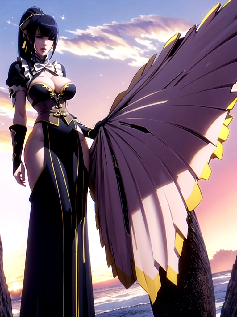 narberal gamma,beach background,ink,Ultra-detail,(highres:1.1),best quality,(masterpiece:1.3),cinematic lighting, sexy breasts, 3DMM, big breasts, full lenth body, long legs, black hair, long_ponytail, black eyes,
realistic, (masterpiece - 1.2),very sexy face and also a sexy  figure  pornstar  with big natural boobs and curvy ass ,8k,highly detailed,ultrarealistic,hyperrealistic,high quality render,high quality,highly detailed background,frilled dress, long skirt, 1 girl,solo, realhands