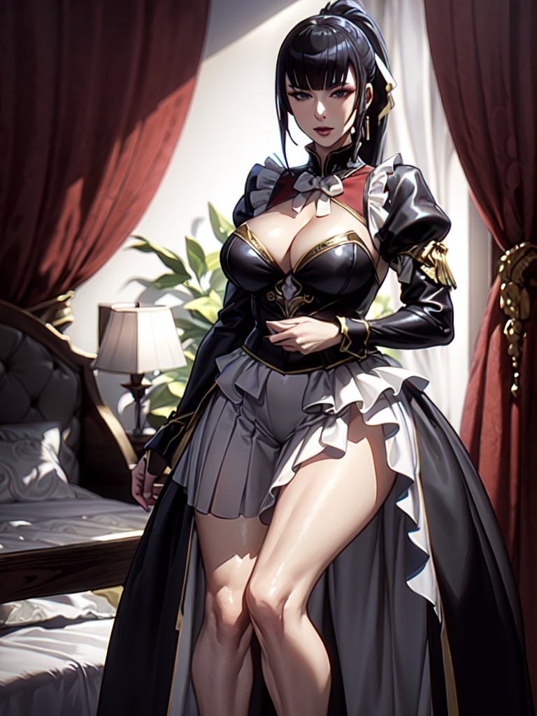 narberal gamma,white background,Ultra-detail,(highres:1.1),best quality,(masterpiece:1.3),cinematic lighting, sexy breasts, 3DMM, big breasts, slim body, full lenth body, long legs, black hair, long_ponytail, black eyes,
realistic, (masterpiece - 1.2),very sexy face and also a sexy  figure  pornstar  with big natural boobs and curvy ass ,8k,highly detailed,ultrarealistic,hyperrealistic,high quality render,high quality,highly detailed background,frilled dress, long skirt, 1 girl,solo, realhands,dream_girl,Sexy