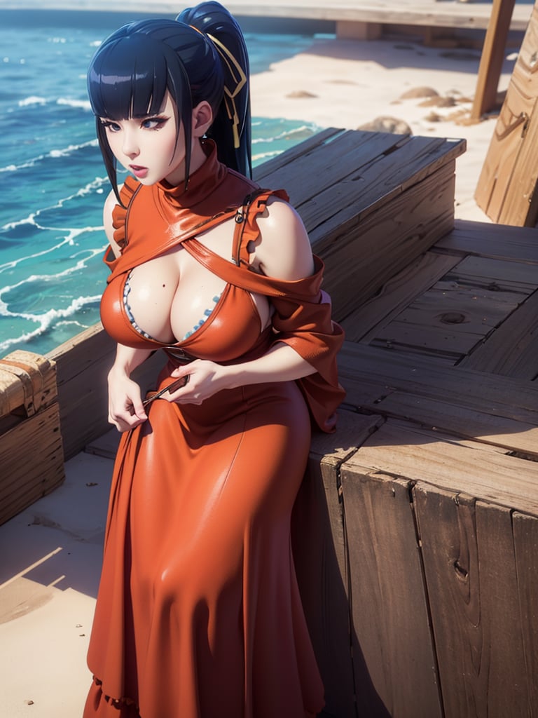 narberal gamma,beach background,ink,Ultra-detail,(highres:1.1),best quality,(masterpiece:1.3),cinematic lighting, sexy breasts, 3DMM, big breasts, full lenth body, long legs, black hair, long_ponytail, black eyes,
realistic, (masterpiece - 1.2),very sexy face and also a sexy  figure  pornstar  with big natural boobs and curvy ass ,8k,highly detailed,ultrarealistic,hyperrealistic,high quality render,high quality,highly detailed background,frilled dress, long skirt, 1 girl,solo, realhands