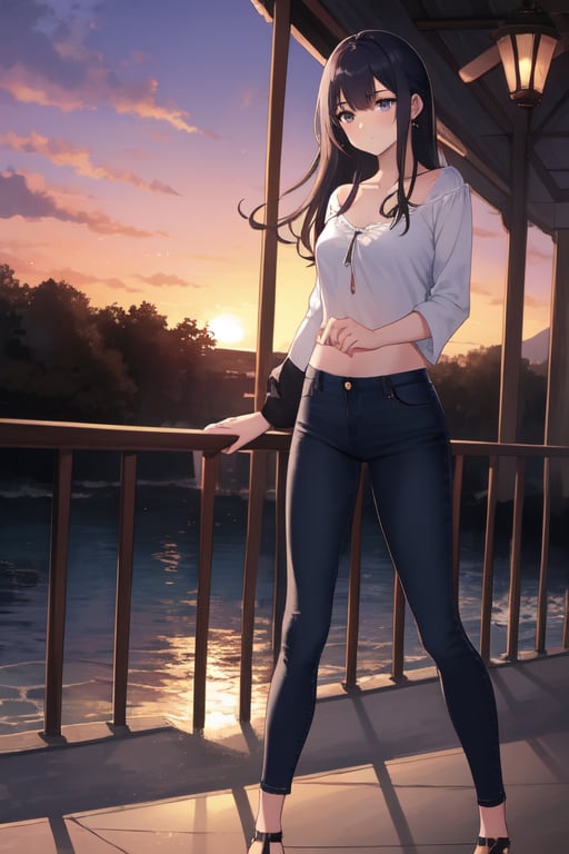 Beautiful girl,  blue_jeans,  sunset by Fernandoia47 on Tensor.Art