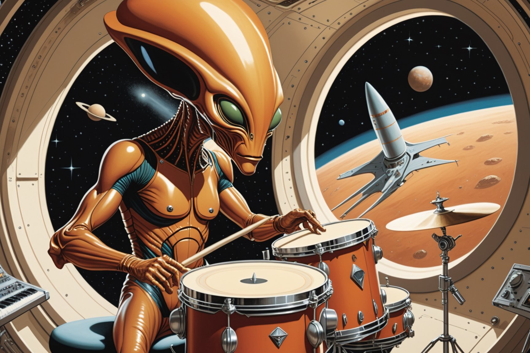 vintage comic book illustration,  an alien,  ivery skin color by RAYSHARK1 on Tensor.Art