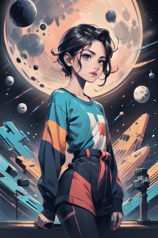 girl,space,moon,ClrSkt,SmpSk