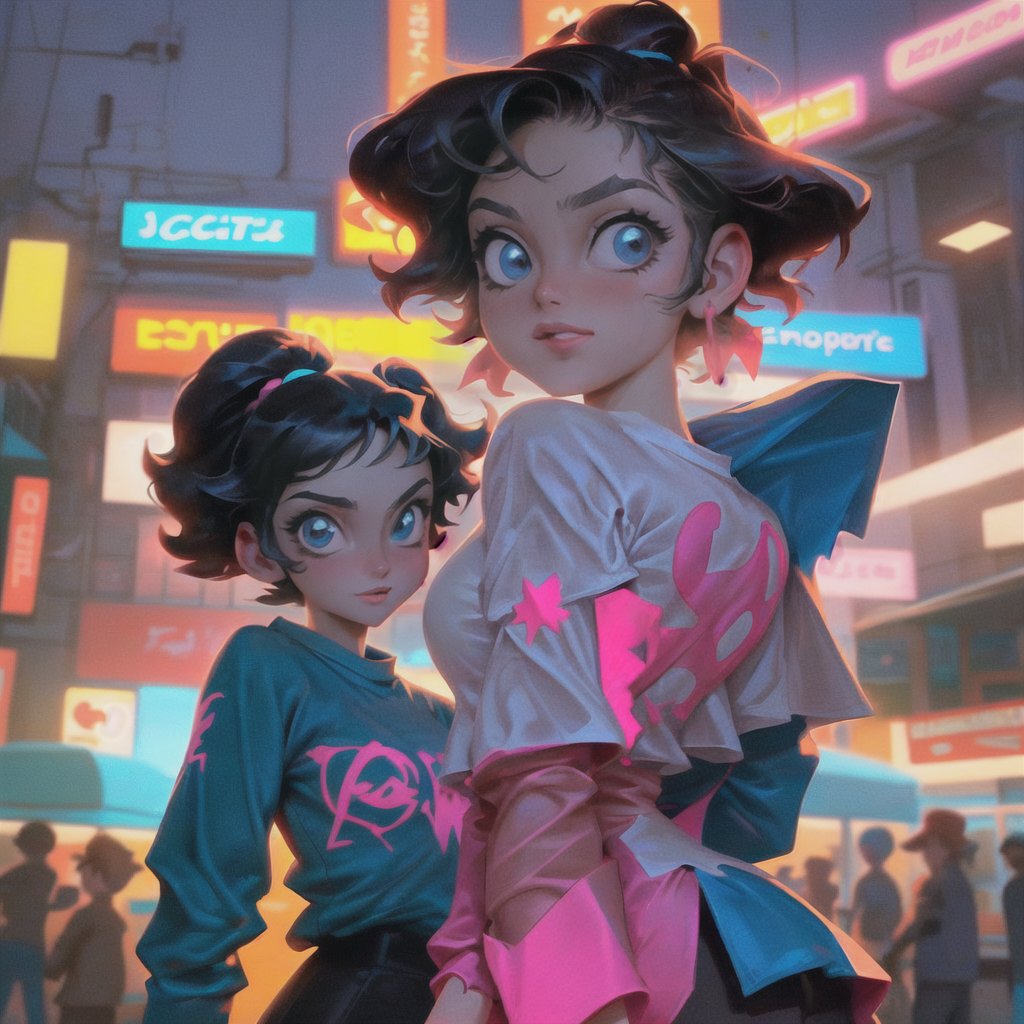 "Channeling the essence of retro anime, our shirt design elegantly captures the silhouett of iconic characters against a backdrop of neon nostalgia."