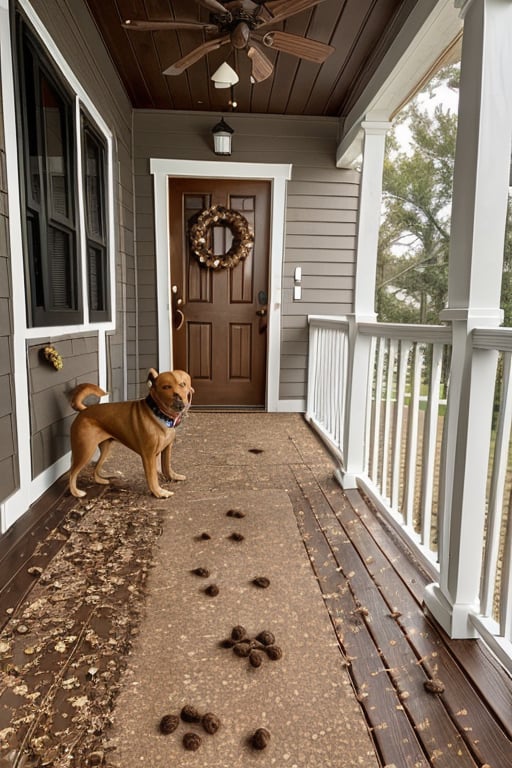 (there was dog poop on the porch:1.2) 