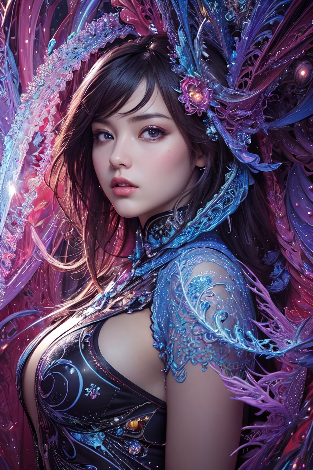 (masterpiece, top quality, best quality, official art, beautiful and aesthetic:1.2), (1girl), extreme detailed,(fractal art:1.3),colorful,highest detailed