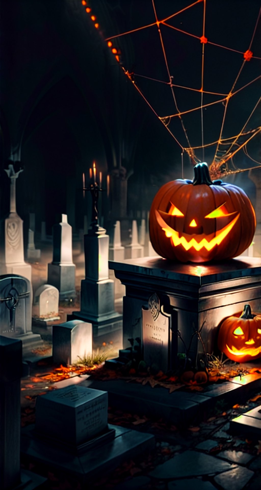 BREAK (pumpkin jack-o': 1.5),  (pumpkin lantern: 1.3),  BREAK (dark cemetery: 1.5) by ZhangLiao on Tensor.Art