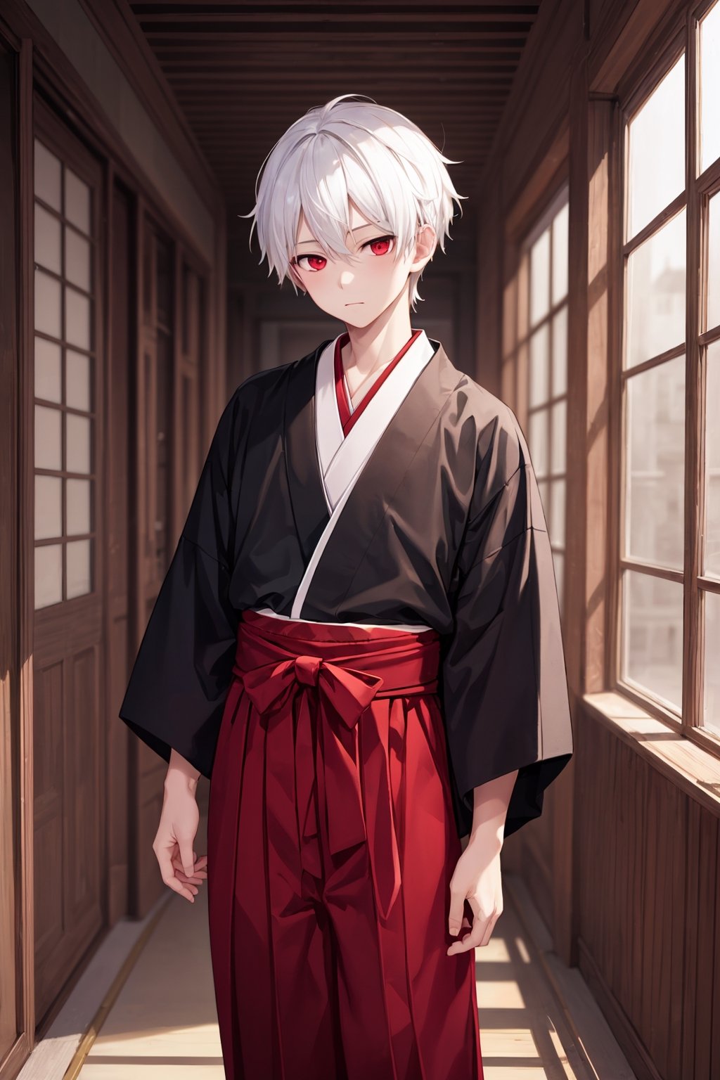 1boy,  white hair,  red eyes by Bula on Tensor.Art