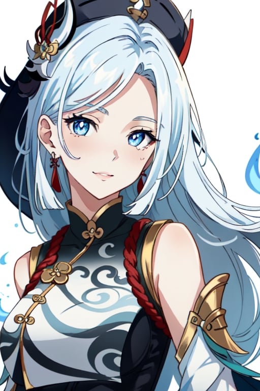 (masterpiece), best quality, expressive eyes, perfect face, perfect eyes, ((best quality)), ((highly detailed)), detailed face, beautiful face, (detailed eyes, deep eyes), girl, (((female))), big deep blue eyes, ((long voluminous hair)), ((white hair)), deep eyes, ((pelt tribal heavy clothes)), poor clothes, skinny, dirty face, smile, character \(series\), character \(series\), leather, fushi_fumetsu, shenhe(genshin impact),fushi_fumetsu