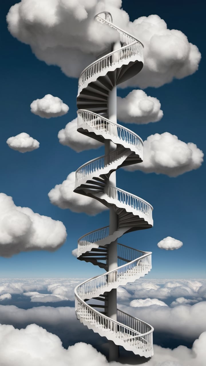 M.C. Escher-inspired clouds: A repeating pattern of impossible staircases and gravity-defying structures formed from fluff...